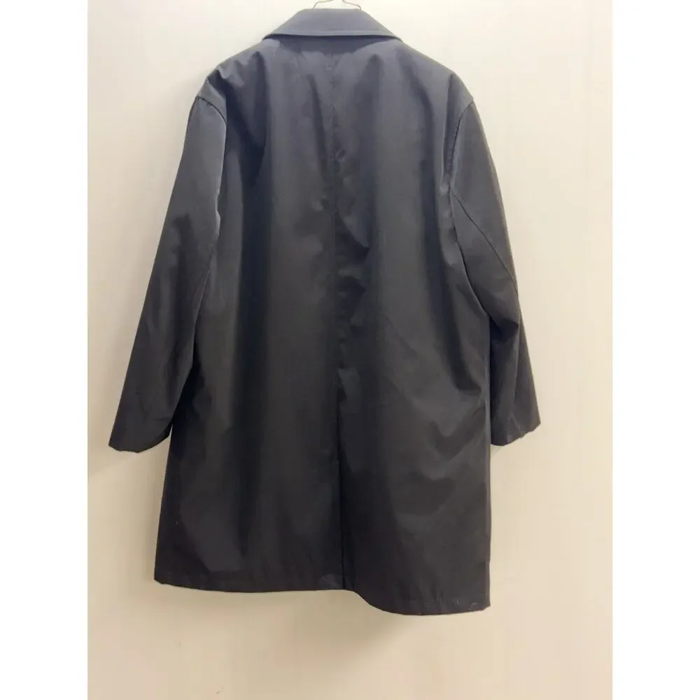 Joseph Abboud Black Quilted Lined Trench Car Coat Size 46R